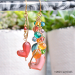 ワイヤー×ハート×ジャラジャラアシンメトリーピアス(ピアス金具は◎イヤリング◎樹脂イヤリング◎樹脂フックピアスにも変更できます)