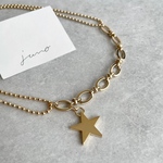 gold chain×star necklace ネックレス/チェーンネックレス/ゴールド/星/ビーズ/大ぶり