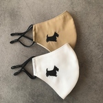 犬シルエット刺繍マスク ＊ スコティッシュテリア／抗菌・抗ウイルスマスク／立体マスク／大人用Mサイズ／犬マスク／受注制作　