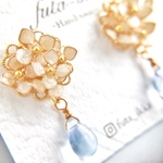 ゆらゆら紫陽花ピアス （or イヤリング ）ホワイト（マニキュアフラワー）　あじさい　アジサイ