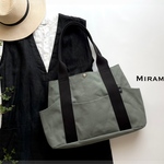 SIOCO・Miramareシリーズ ・8号帆布〈セージグリーン〉×持ち手〈ブラック〉トートバッグ　Lサイズ　通勤バッグ　マザーズバッグ　大きめバッグ　ショルダー　シンプル クスミカラー　ハンサム