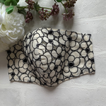 ゴム長さ調整可　エンブロイダリーレース　マスク　コットンレース　花柄　刺繍　大人用立体　フラワー　結婚式　お受験　成人式　七五三　黒　ブラック