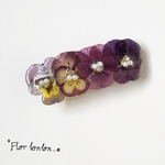 カシスビオラの押し花バレッタ