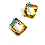 べっ甲 turquoise ピアス【ブラック スタッズ】