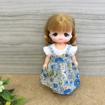［再販あり］ミキちゃんマキちゃん　青の小花柄　キャミワンピース　フリル袖のトップス　ミキマキ　リカちゃん