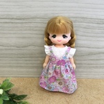 ［再販あり］ミキちゃんマキちゃん　紫の小花柄　キャミワンピース　フリル袖のトップス　ミキマキ　リカちゃん