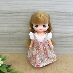 【再販】ミキちゃんマキちゃん　ピンクの小花柄　キャミワンピース　フリル袖のトップス　ミキマキ　リカちゃん