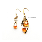 【ピアス】琥珀色/オーロラトパーズ/チェコビーズドロップのオリジナルピアス/アレルギー対応品/【El-shade】