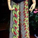 【アフリカ布】一品もの ビビッドカラフルな孔雀パンツ