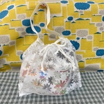 コンビニサイズのエコバッグ(白のシースルー花柄)