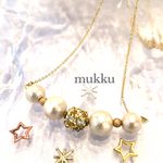 《新春特別セット》コットンパールとロンデルのネックレス《ピアスオマケ付き》♡コットンパール ネックレス