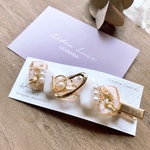 Hairclip 8cm デージーandほんのりゴールドラメ ホワイト ヘアクリップ