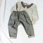 ☆再…販　ヘリンボーンダンガリーのサルエルパンツ 90.100.110.120size