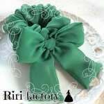 【今日の100円引き💕1個限定✨】【お値下げ中💕】さらにもこもこ✨ふわもこ🎀リボン付きシフォンシュシュ❤(グリーン)
