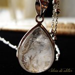 希少♪デンドリティッククォーツ　霧に咲く花　ドロップ　silver９２５　50cmチェーンペンダント