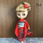 No.154 アイシードール　ネオブライス　りかちゃん振袖　小鼓　梅しぼり　赤