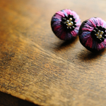 ＜Stella～遊び好きの星～＞刺繍ピアス◎ピンクパープル/夕日色◎ポスト変更可能◎2way