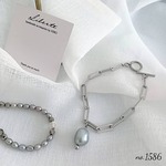 no.1586 サージカルステンレス  シルバーバロックパール　ブレスレット