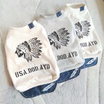 犬服！インデアン！デニム重ね着　オートミール