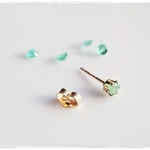 天然石*エメラルド*3mm　6本爪タイプ　片耳　*14kgf ピアス