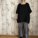 ふんわり黒ダブルガーゼゆったりドルマンTシャツブラウス