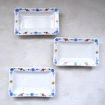 3枚セット　小皿　九谷焼　和食器　器　うつわ　色絵染付　花柄　フラワー　no.010
