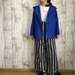 春綺麗色ブルーのしっかりポリエステルツイルジャケット