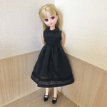 リカちゃん　丸衿ワンピース　黒