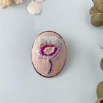 お花刺繍のブローチ　パープル夢色