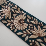 【90㎝カット済み】シルク刺繍リボン　【ブルーカナール】