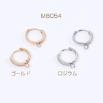 M8054-R  6個  高品質開閉式フープピアスパーツ ジルコニア付き 1カン付き 2×15mm 3×（2ヶ）