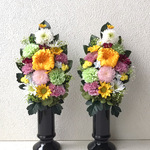 プリザーブドフラワーの仏花☆高さ28cmプリザ黄色菊ピンク白仏花小菊お供えお悔みに