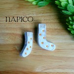 2個セット♥くつした山吹色ドット◇陶土ブローチ♡