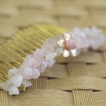 ◆送料無料◆のローズクオーツお花ヘアコーム♡