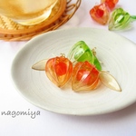 【再販】夏 ほおずき ピアス ノンホールピアス ディップアート