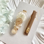 ミニヘアクリップセット〜white&mocha〜【4.5cm】