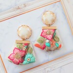 綺麗なお花の刺繍リボンタッセルピアス