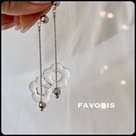 【再販】クリアフラワーピアス　イヤリング　clear flower  チェーンピアス