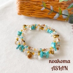 ASIAN ＊ Turquoise ブレスレット 3本セット ＊ 天然石 ターコイズ アジアン デザイン 夏 エスニック 民族 ブレスレットセット チェコビーズ チェコ石 スワロフスキー ビーズ