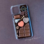 限定1点のみ★オレンジ&ヒョウ柄ハートと板チョコと板チョコのiPhone11Proケース