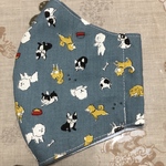 【送料無料】立体マスク 犬柄  淡いブルー