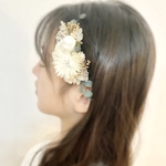 003【ホワイト】ドライフラワー&プリザーブドフラワーヘアコーム 