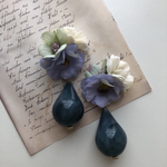marble Flower Blue pierce earring