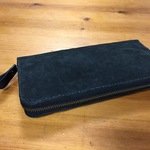 受注作成品 ブラックスエード レザーウォレット 長財布Bb4-10