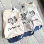 犬服！Msize！インデアン！デニム重ね着　ナチュラル