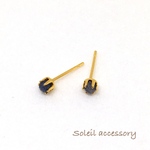 301【サファイア】天然石一粒ピアス＊3mm＊サージカルステンレス＊9月誕生石