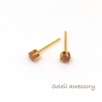 302【インカローズ】天然石一粒ピアス＊3mm＊サージカルステンレス