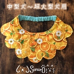 中型犬〜超大型犬用もくもくスタイ♥オレンジフラワー🍊 ✕ ワッフルボーダー♥リバーシブル