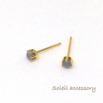 306【エンジェライト】天然石一粒ピアス＊3mm＊サージカルステンレス