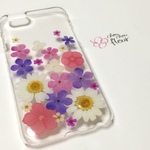 お花畑　押し花iPhone6/iPhone6sケース ピンク紫
